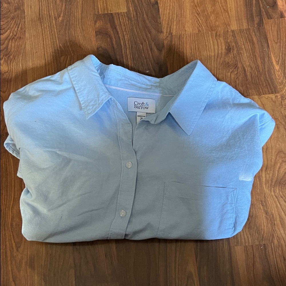 croft & barrow women’s broadcloth Sky Blue Casual Shirt